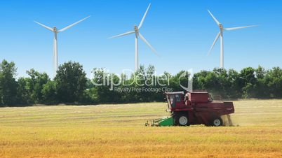 Field, wind power and harvester