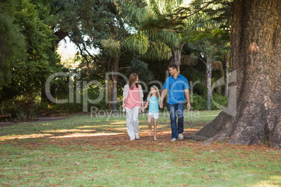 Family walking in a park