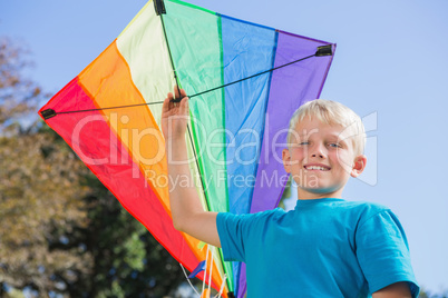 Boy having fun with a kite