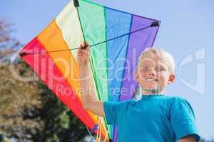 Boy having fun with a kite