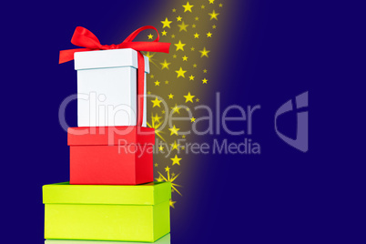 Box with ribbon and stars