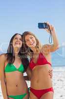 Two sexy friends taking pictures of themselves