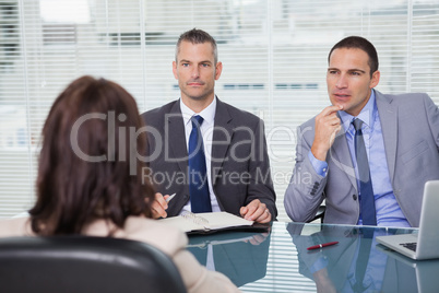 Serious businessmen having an interview