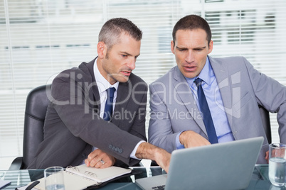 Serious businessmen working on their laptop