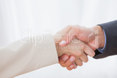 Close up on partners shaking hands