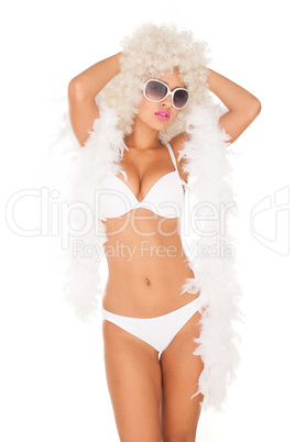 sexy woman wearing white bikini