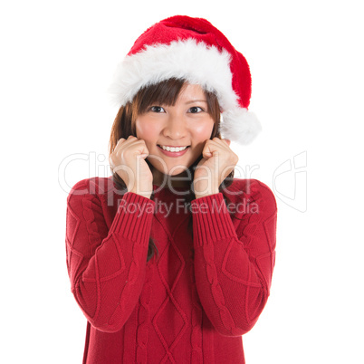 Happy Asian Christmas woman