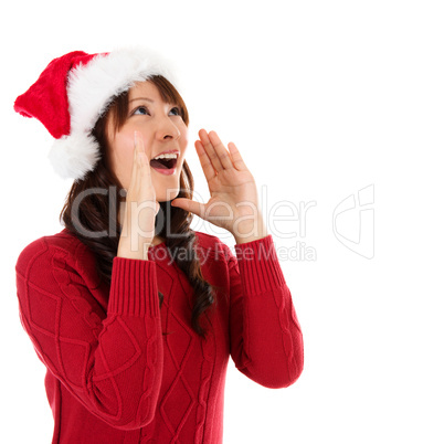 Happy Christmas woman shouting excited