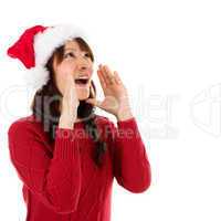 Happy Christmas woman shouting excited