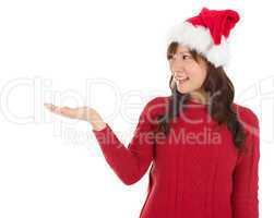 Christmas girl showing empty palm