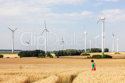 Woman in wheat field