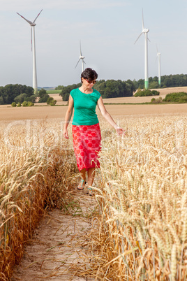 Woman in wheat field