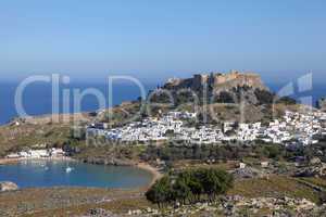 Blick auf das malerische Dorf Lindos, Rhodos