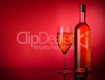 White wine on a red background