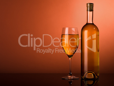 White wine on a brown background