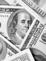 Hundred-dollar bills close-up