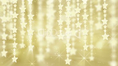 gold shiny hanging stars loop background