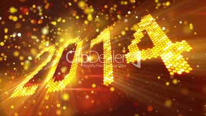 greeting new year 2014 of shining yellow elements