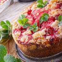 strawberry buttermilk cake with pistachios