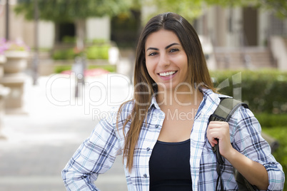 Mixed Race Female Student on School Campus