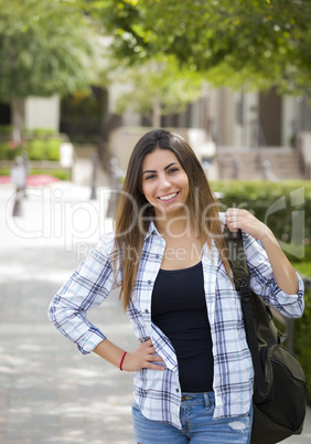 Mixed Race Female Student on School Campus