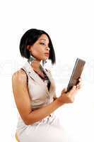 Business woman with tablet.