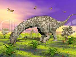 Argentinosaurus dinosaur eating - 3D render