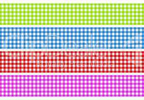 4 Streifen mit Tischdeckenmuster in grün, blau, rot und pink