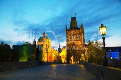 Charles bridge in Prague early in the morning