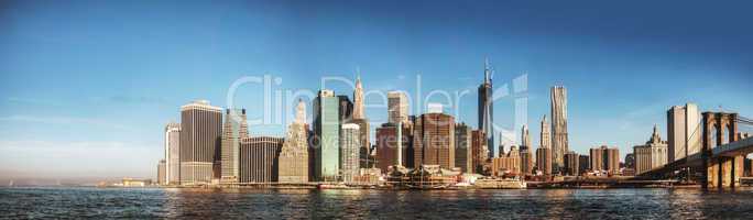 new york city panorama in the morning