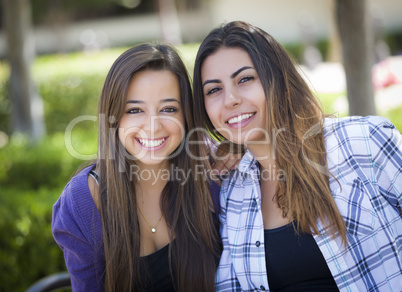 Two Mixed Race Female Friends Portrait