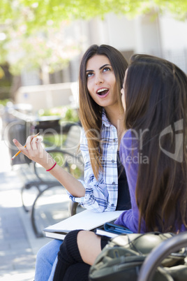 Expressive Young Mixed Race Female Sitting and Talking with Girl