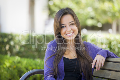Mixed Race Female Student Portrait on School Campus
