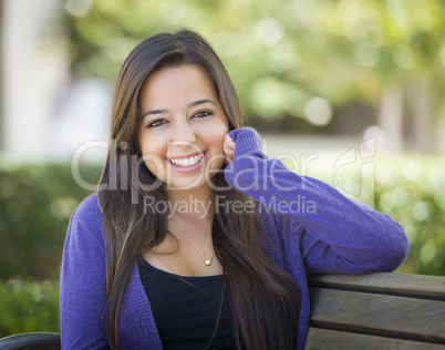 Mixed Race Female Student Portrait on School Campus