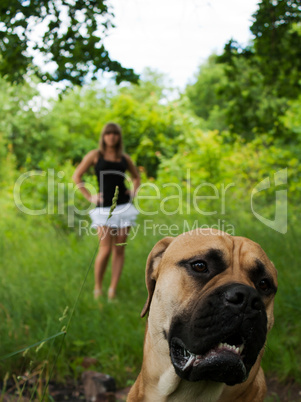 young girl with her dog