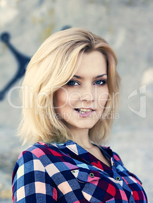 Portrait of a young beautiful sensual blonde girl