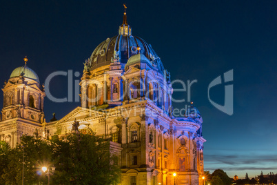 The Berliner Dom illuminated at Night