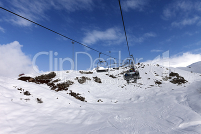 chair-lift at winter mountains