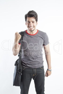 Young student carrying bag