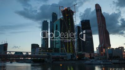 Moscow Skyscrapers sunset hyperlapse