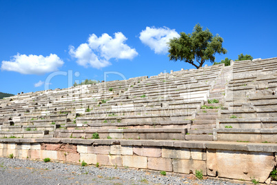 the stands on stadium in ancient messene (messinia), peloponnes,