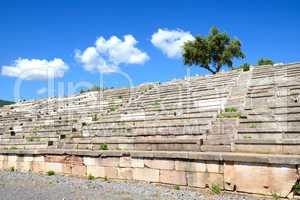 the stands on stadium in ancient messene (messinia), peloponnes,