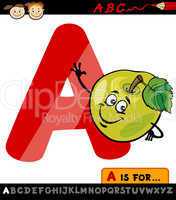 letter a with apple cartoon illustration