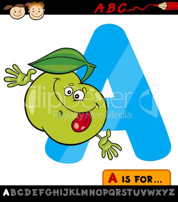 letter a with apple cartoon illustration