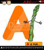 letter a with asparagus cartoon illustration