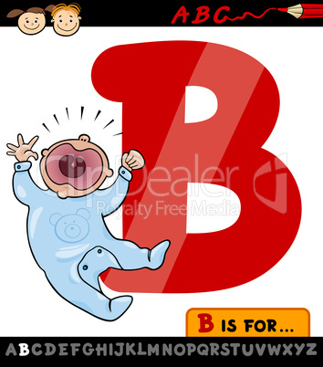 letter b with baby cartoon illustration