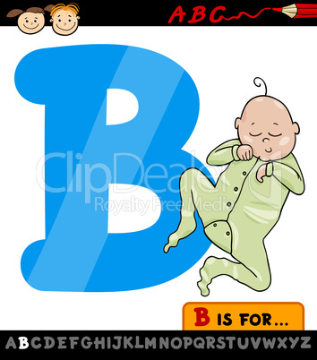 letter b with baby cartoon illustration