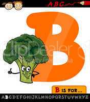 letter b with broccoli cartoon illustration