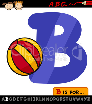 letter b with ball cartoon illustration