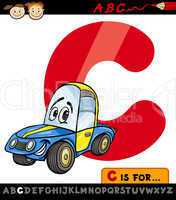 letter c with car cartoon illustration
